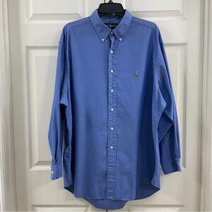 Ralph Lauren Yarmouth Pinpoint Oxford Button Down Shirt Blue Size 17.5-34